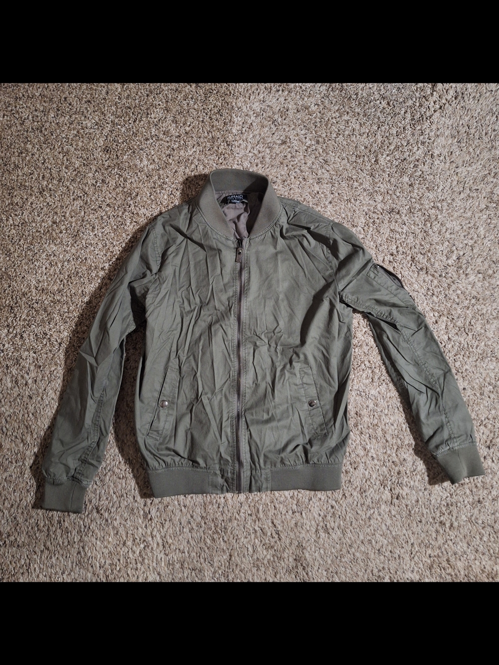 Buffalo David Bitton Olive Green Cotton Bomber Jacket S